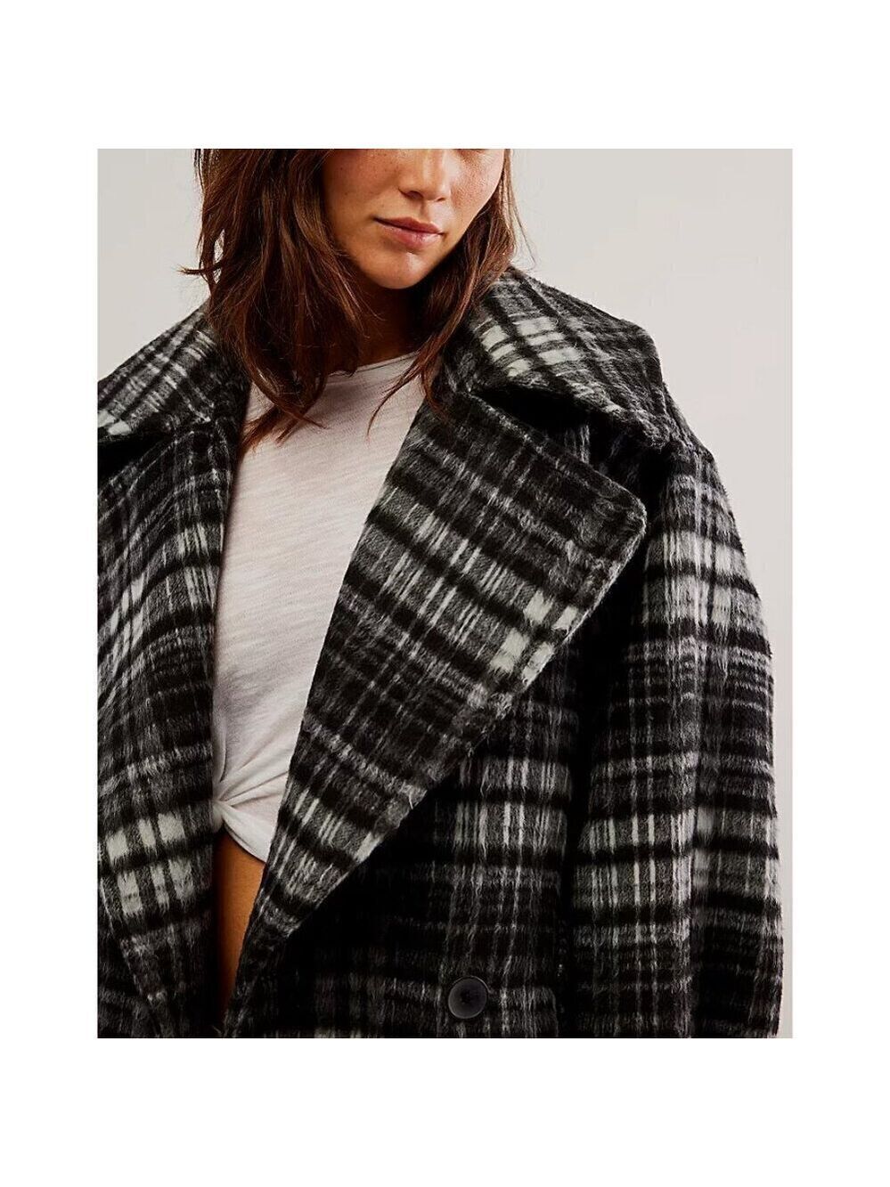 FREE PEOPLE Highlands Wool Peacoat / Salt & Pepper - Picture 3 of 8